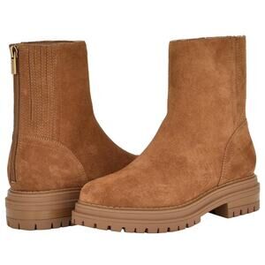 Chelsea Boot Calvin Klein 'Greg' Suede Size 9M Cognac Brown Lug sole tall